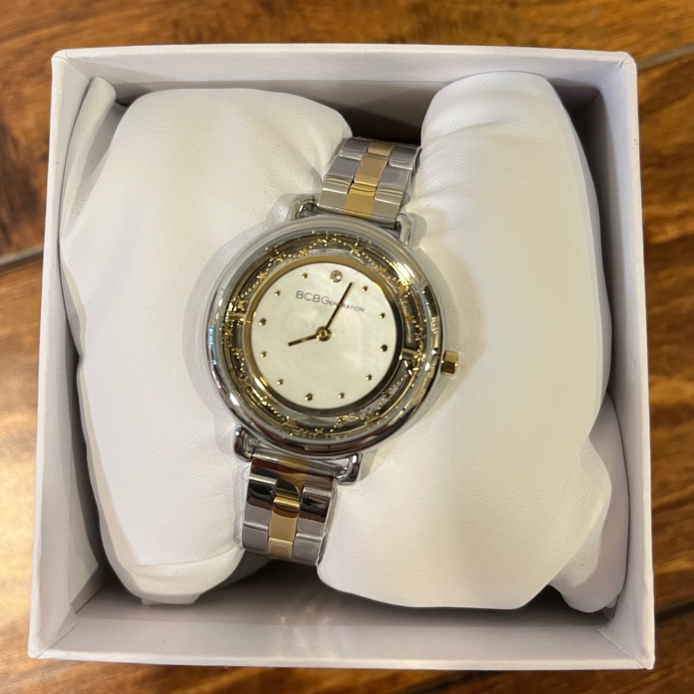 BCBGeneration Two-Tone Star Watch w/ Mother-of-Pearl Dial NWT